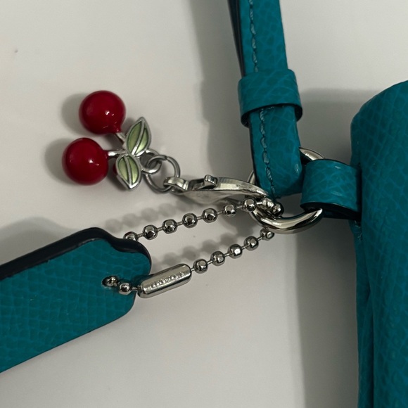 Coach Teal Wallet With Cherry Charm - Picture 11 of 12